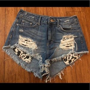 Jean shorts with Mickey detail